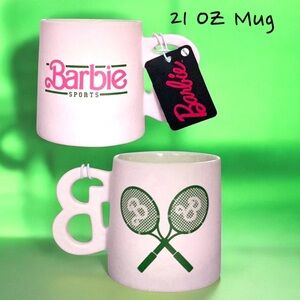 Barbie Sports New 21 Oz Ceramic Stoneware Pink Drinking Mug Collector Item Gift